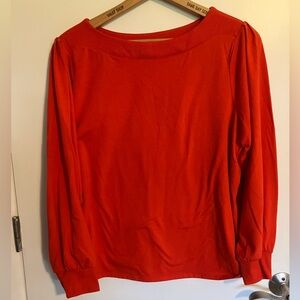 XXL, Croft and Borrow Red long-sleeved, boat neck knit top.